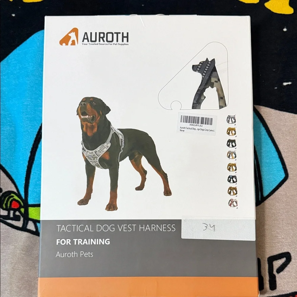 Auroth Tactical Dog Training Harness Grey Camo For Large Dogs